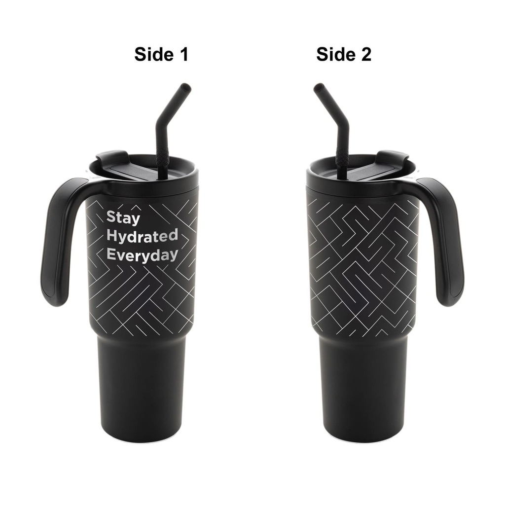 FORZA 360 - Hans Larsen Recycled Stainless Steel/PP Tumbler with 360 Branding - Black